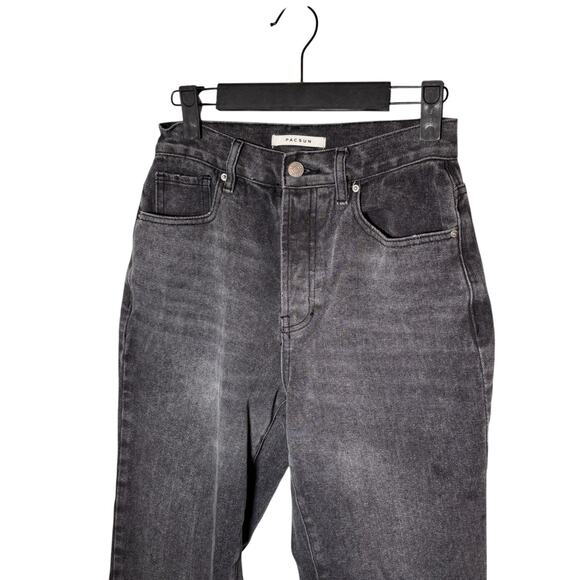 Pacsun Dad Jean Faded Black Denim Jeans Wide Leg Slit Button Fly Relaxed Fit 25 - Picture 3 of 9